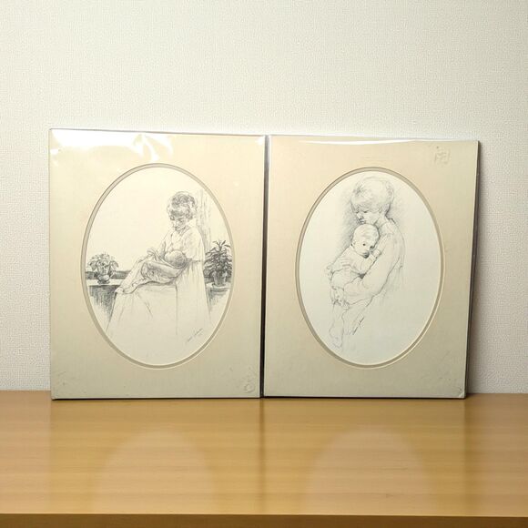 1975 Sharon Johnson Mother and Child Prints: Vintage Nursery Wall Art, Set of 2 - Picture 1 of 7